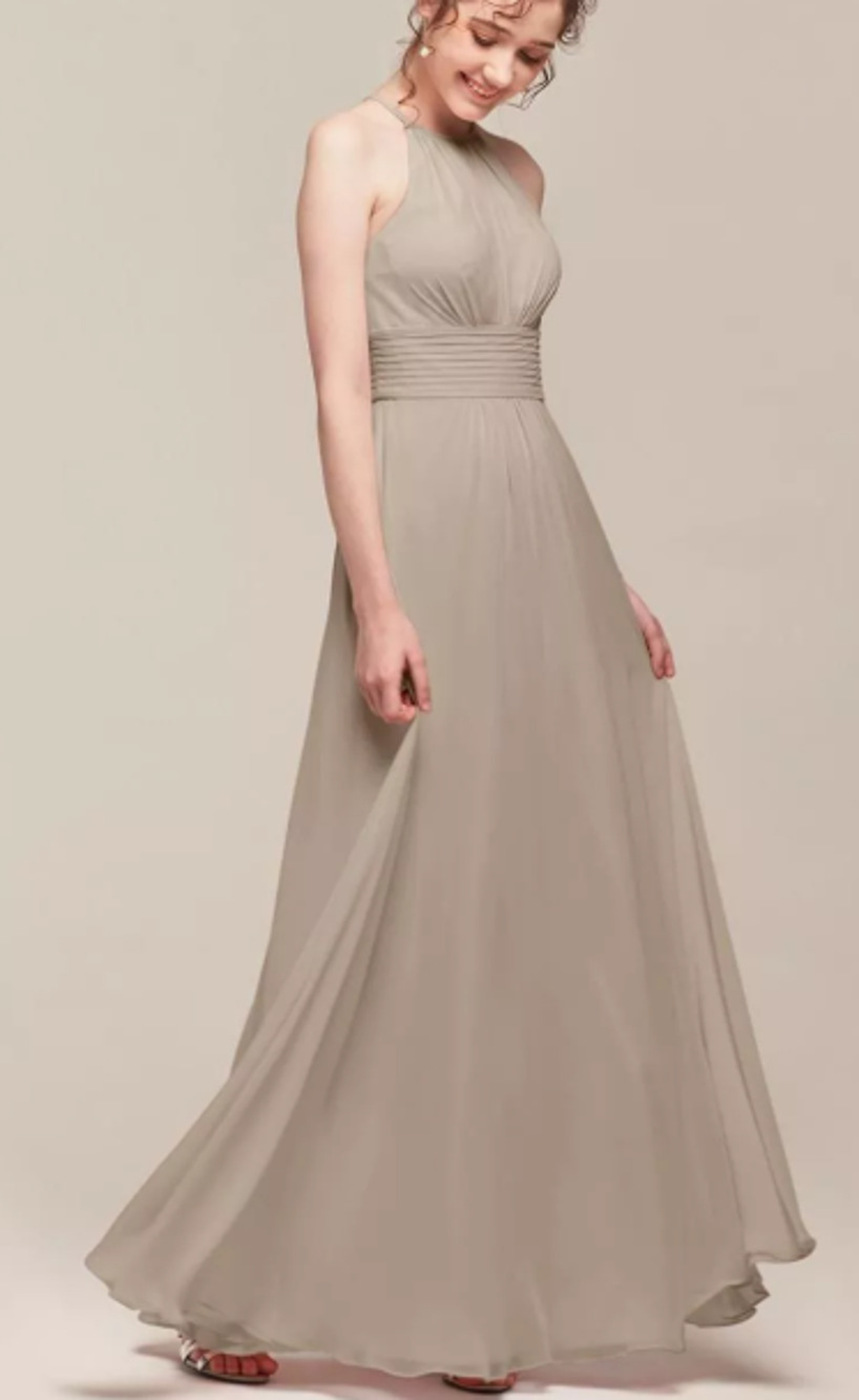 AW BRIDAL sz 0 XS chiffon Fanny halter formal bridesmaid maxi dress NEW B22